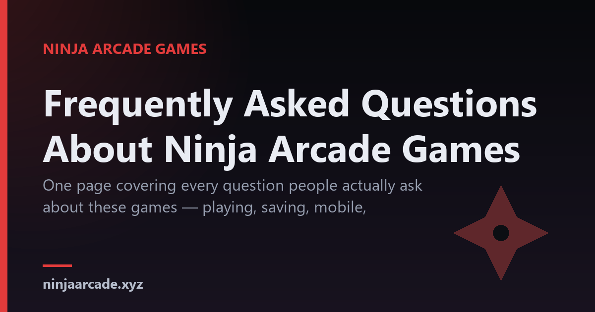 A question mark motif beside a ninja arcade scene