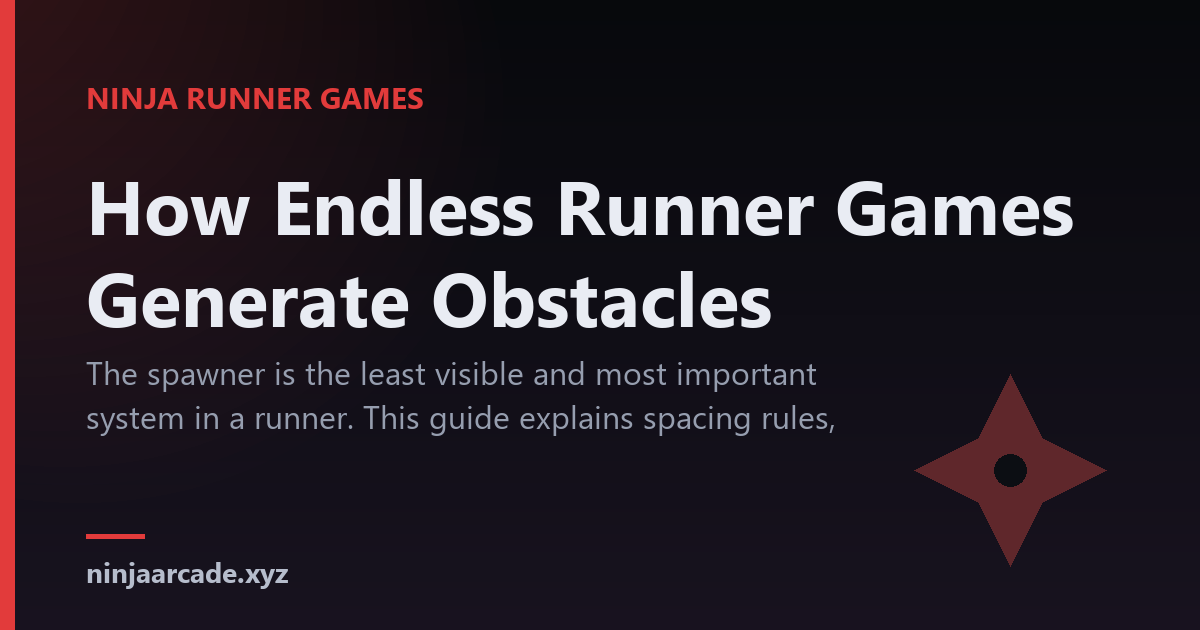 Illustration of obstacle blocks being assembled ahead of a running ninja